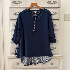 Earthbound Navy Patchwork Top